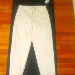 High waisted tapered leg off-white jeans